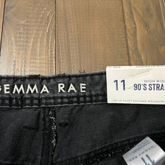 GEMMA Rae Junior's Jeans 90's Straight High Rise Black Distressed - Picture 5 of 6